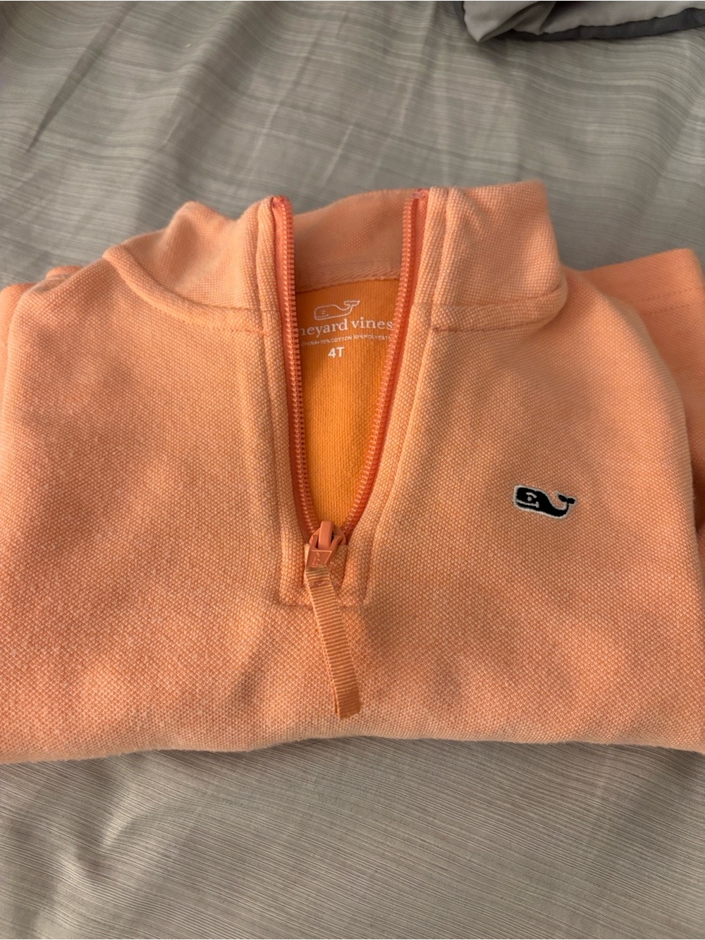 Vineyard Vines Peach/Coral Kids Quarter-Zip Pullover 4T